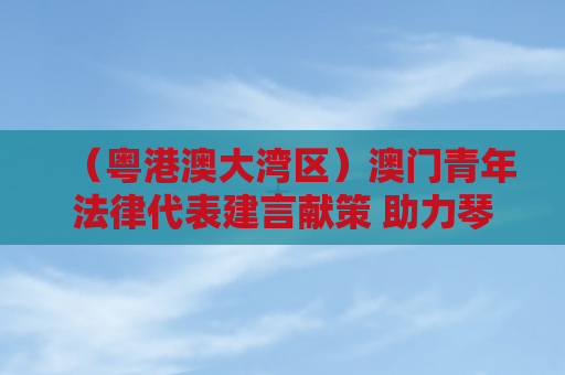 （粤港澳大湾区）澳门青年法律代表建言献策 助力琴澳一体化建设